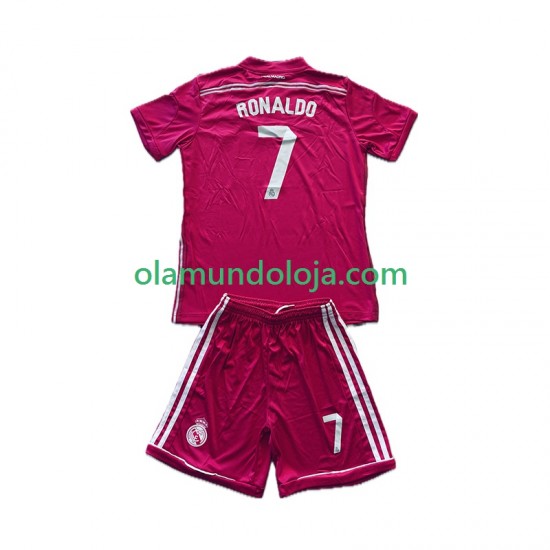 Camisola Real Madrid Cristiano Ronaldo 7 2014 2015 Retro Criança Equipamento Segundo Manga Curta